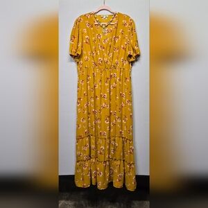 Inspired Hearts Mustard Floral Dress